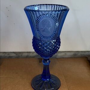 Elegant Blue Glass Goblet Avon George Washington